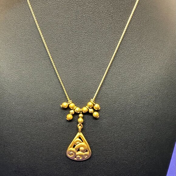 VTG Anne Klein II Brushed Satin Gold-Plated Pendant Necklace - Picture 3 of 14